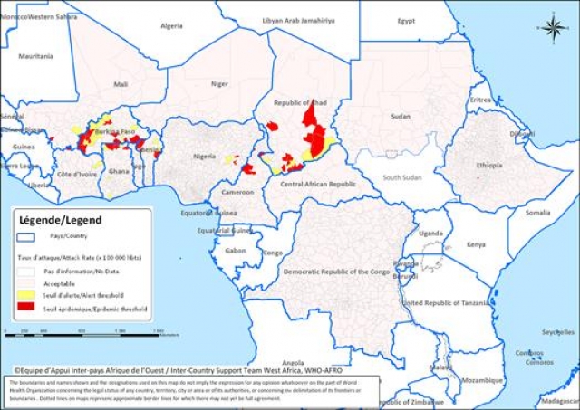 Taux d’attaque de la méningite dans la ceinture africaine de la méningite en 2012