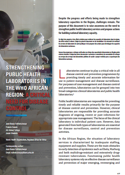 Strengthening public health laboratories in the WHO African Region: A critical need for disease control