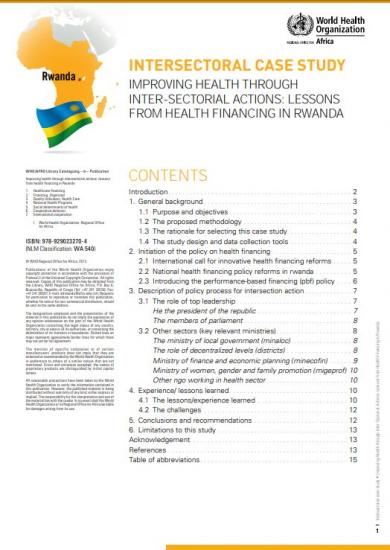 Improving health through inter-sectorial actions: lessons from health financing in Rwanda