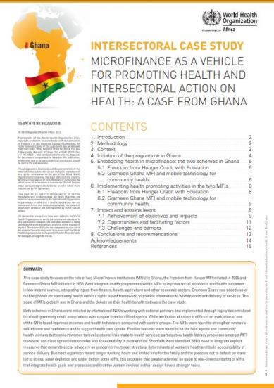 Microfinance as a vehicle for promoting health and intersectoral action on Health: a case from Ghana