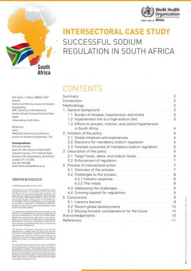 Successful sodium regulation in South Africa
