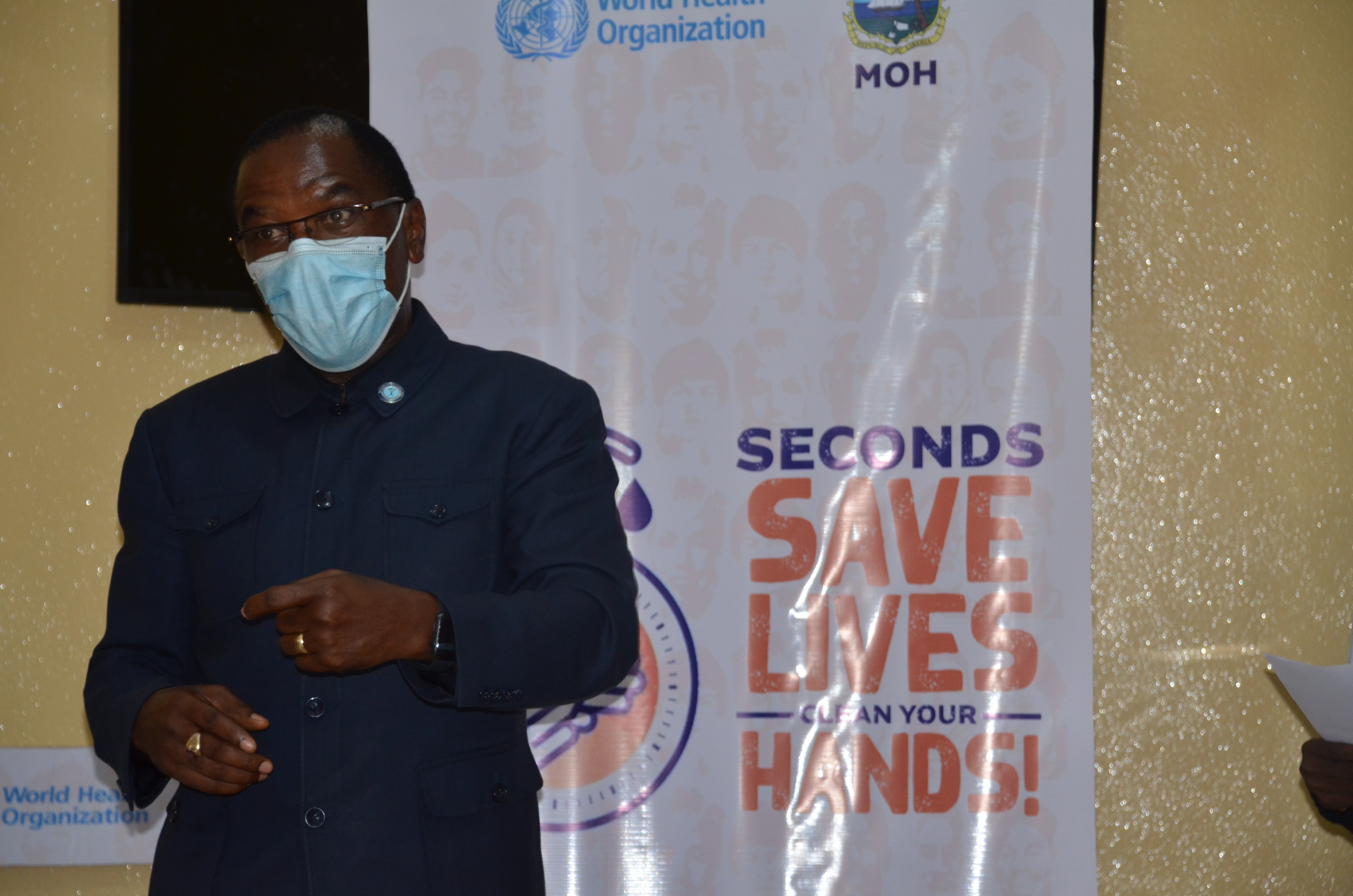 Dr. Kateh, Dep.Health Min and CMO giving the keynote address during the commemoration of global hand hygiene day in Monrovia