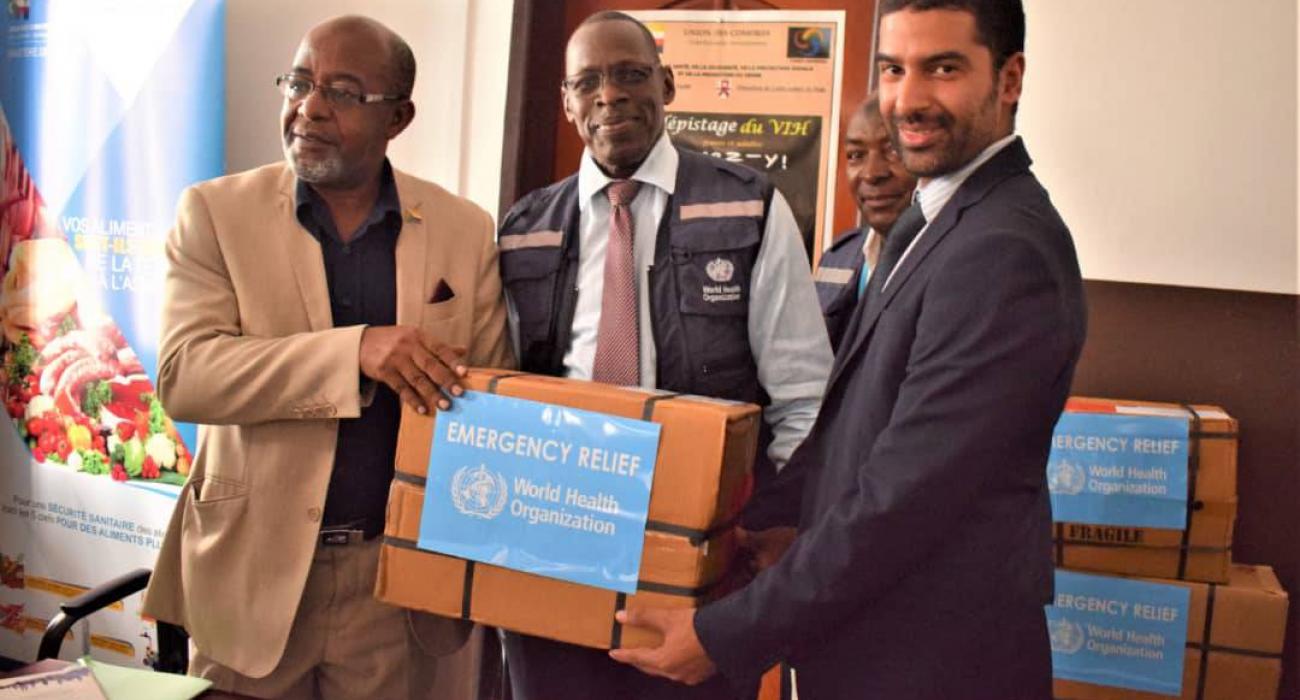 WHO donates  emergency kits to support victims of Cyclone Kenneth. 