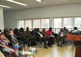 Dr Sambo addressing the National Task Force on Ebola of Liberia