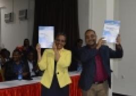 H.E. First Lady, Mrs Roman Tesfaye and Honorable Dr Kesetebirhan Admasu, Minister of Health, displaying the Strategy document.