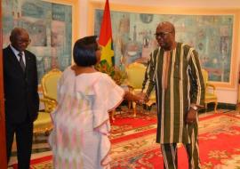 Dr Moeti duing visit to President Roch Marc Christian Kaboré of Burkina Faso