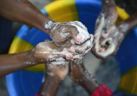 Washing hands with safe water and soap helps prevent cholera