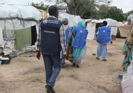 Mass drug administration team in an internally displaced persons (IDPs) camp during an SMC campaign