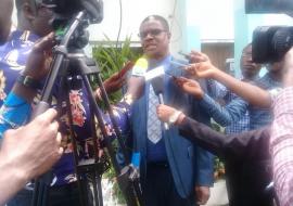 Dr Kaluwa responding to questions from a section of the media
