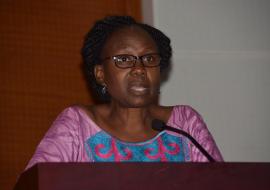 Minister of Health, Dr Jane Ruth Aceng addresses the delegates during the Joint Review Mission 