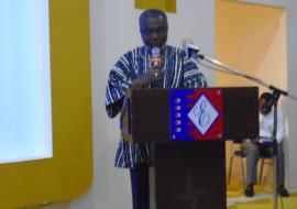 Dr Anthony Nsiah-Asare, Director General of the Ghana Health Service delivering the keynote address at the Launch