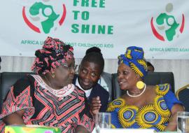 The First lady of the Republic of Zambia, Mrs Esther Lungu (right) with the First Lady of the Republic of Mozambique at the launch