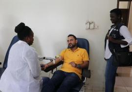 One of the several blood donors during the WBD