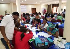 Anambra State Epidemiologist facilitating group work during State IDSR training
