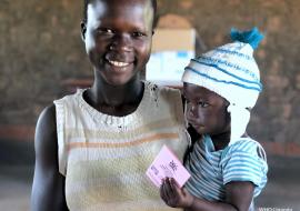 A happy mother and her child after vaccination 