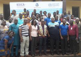 Group photo of participants at the Adaptationof  AFRO's 3rd Edition IDSR Technical Guidelines workshop in Buchanan City, Liberia