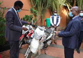 Part of the 50 motorbikes donated to the Ministry of Health by WHO