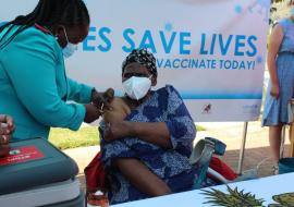 One of the senior citizens receiving first dose of the vaccine