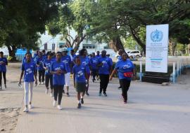 WHO Team starting the walk from the WHO Country Office premises