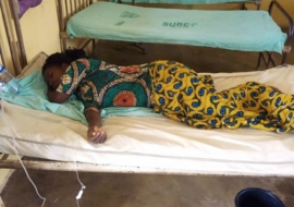 A patient on IV fluids at Ofatura PHC, Obabura