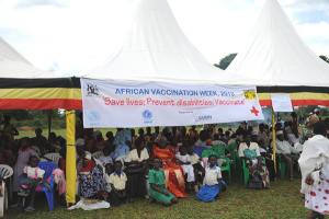 01 a banner announcing the theme for the africa vaccination week at the launch venue