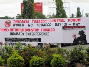 A banner displaying the theme of the day at the Julius Nyerere International Aiport