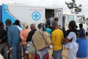 Members of the public accessing health services at the mobile hospitals during the National Health Week