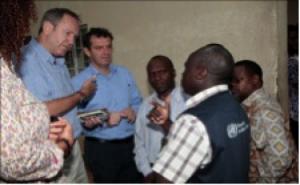 WHO Field Coordinator briefing the UN team in Kailahun.