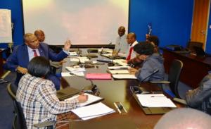 Dr Ovberedjo (with raised hand) emphasizing team work in ensuring Botswana eliminates malaria