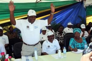 The WHO Representative, Dr. Rufaro Chatora greeting the gathering at the launch in Mlandizi, Coastal Region