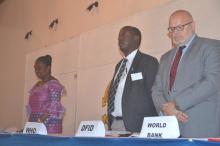  (L-R) Hon Minister Bernice Dahn, Dr A. Gasasira, and HE. D. Belgrove British Ambassador to Liberia
