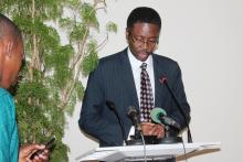 Dr. Charles Sagoe-Moses making a statement at the official opening of the CAPSCA meeting