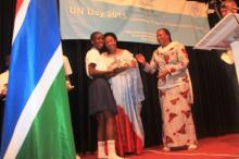 Student Representative of WHO receiving her prize