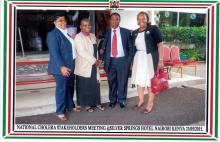 WR Kenya Dr Custodia Mandlhate (in beige jacket) with Dr Anisa Omar, County director Kilifi county, Dr  Jackson Kioko, MOH DPPHS and  Dr Joyce Onsongo, WHO