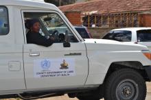  Lamu driver  Hadija, appreciates one of the new ambulances donated by WHO to Lamu County