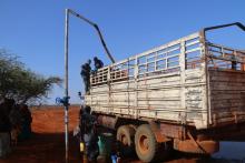 Truck pumping water from the bore hole