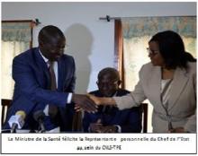 Le Ministre de la Santé félicite la Représentante personnelle du Chef de l’’Etat au sein du CNLS-TPE