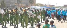 Band and groups trumpet the World Mental Health Day  message of better workplace and wellbeing  during the launch in Gilgil , Kenya