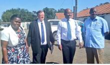 Dr Joyce Nato, WHO focal point for NCDs, WR Kenya Dr Rudi Eggers with Dr Simon Njuguna head of mental health, MOH and the chairman of the Health Management Board, Mr Kenneth Githii