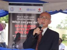 Mr Shigeru Hamano, Deputy Chief of the Japanese Embassy in South Sudan addressing participants at the official WBDD ceremony. Photo WHO.