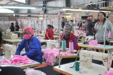 The textile workers busy at work