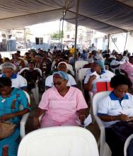 Séance de sensibilisation au Centre Hospitalier Universitaire de la Mère et de l’Enfant Lagune (CHUMEL) à Cotonou 