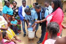 Demostrating water treatment in the community