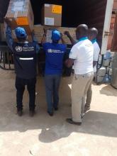  WHO team loading supplies to support the suspected food poisoning event in Bor