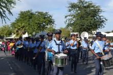 Police band leading the march during the World Health Day 