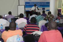 Participants during a session of the  IDSR training in Juba