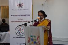 Dr Rajeshwari Gopaul, Sexual and Reproductive Health Focal Point at the Ministry of Health and Wellness, stating: "Breastfeeding is one of the best ways to protect the planet’s eco system."