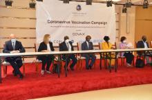 Dignitaries at the launching ceremony of the COVID-19 vaccination campaign in Monrovia