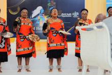 Ministry of Health Lutsango regimen rendering a traditional song to spice up the event