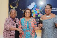 Minister of Health Senator Lizzie Nkosi (centre) with former Ministers of Health, Dr Phetsile Dlamini (left) and Mrs Sibongile Ndlela Simelane